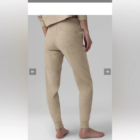 ALO Muse Sweatpants ribbed knit super soft L gravel - Picture 3 of 8